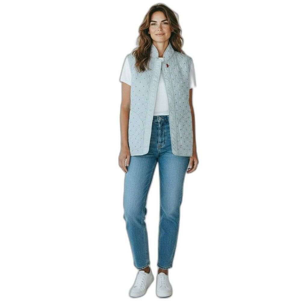 Kiko Women's Blue Vest 100% Silk Size S Full zipper Brand New Y2K  #205